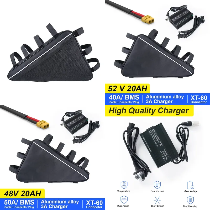 Ebike Battery 52V 20Ah Triangle Pack - Batteria al Litio per Bicicletta Elettrica