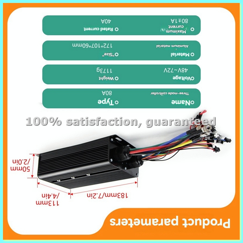 Sine Wave Controller 48V 72V 80A - Set Controller per E-Bike a Tre